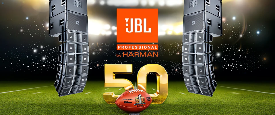 Systemy liniowe JBL VerTec nagłośniły 50 finał Super Bowl w USA